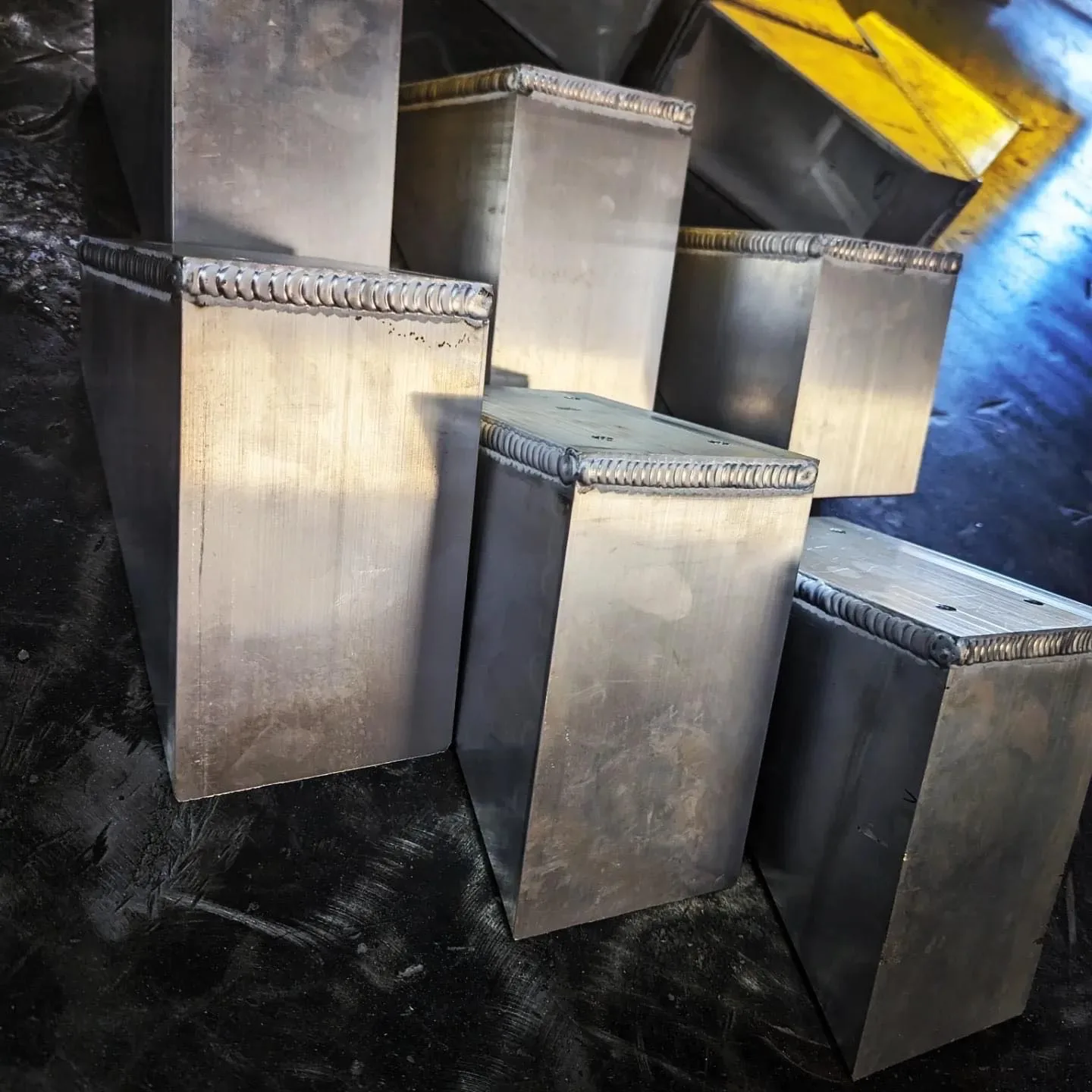 Custom metal fabrication work in the On Time Welding shop